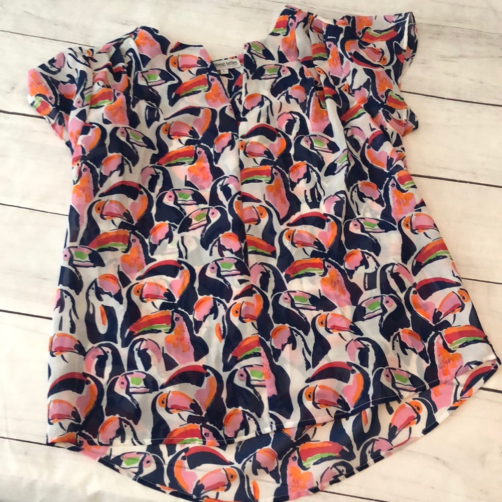 Toucan sheer blouse